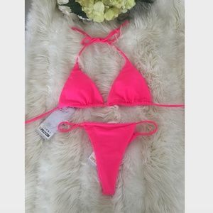 OH POLLY STRING LEADER MICRO TRIANGLE BIKINI PINK